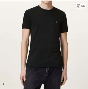 All Saints Black Short Sleeve Tee Classic Crew Neck M Tonic Shirt